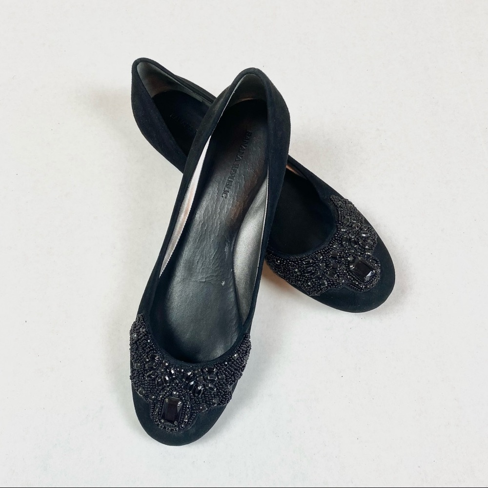 Banana Republic Black Beaded Round Toe Flats